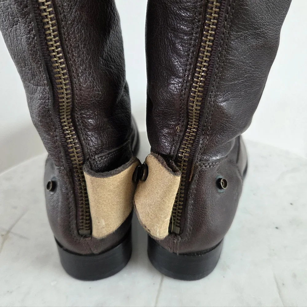 Frye Melissa Brown Leather Knee High Rear Zip Riding Boots 76430 Women’s SZ 7B m
